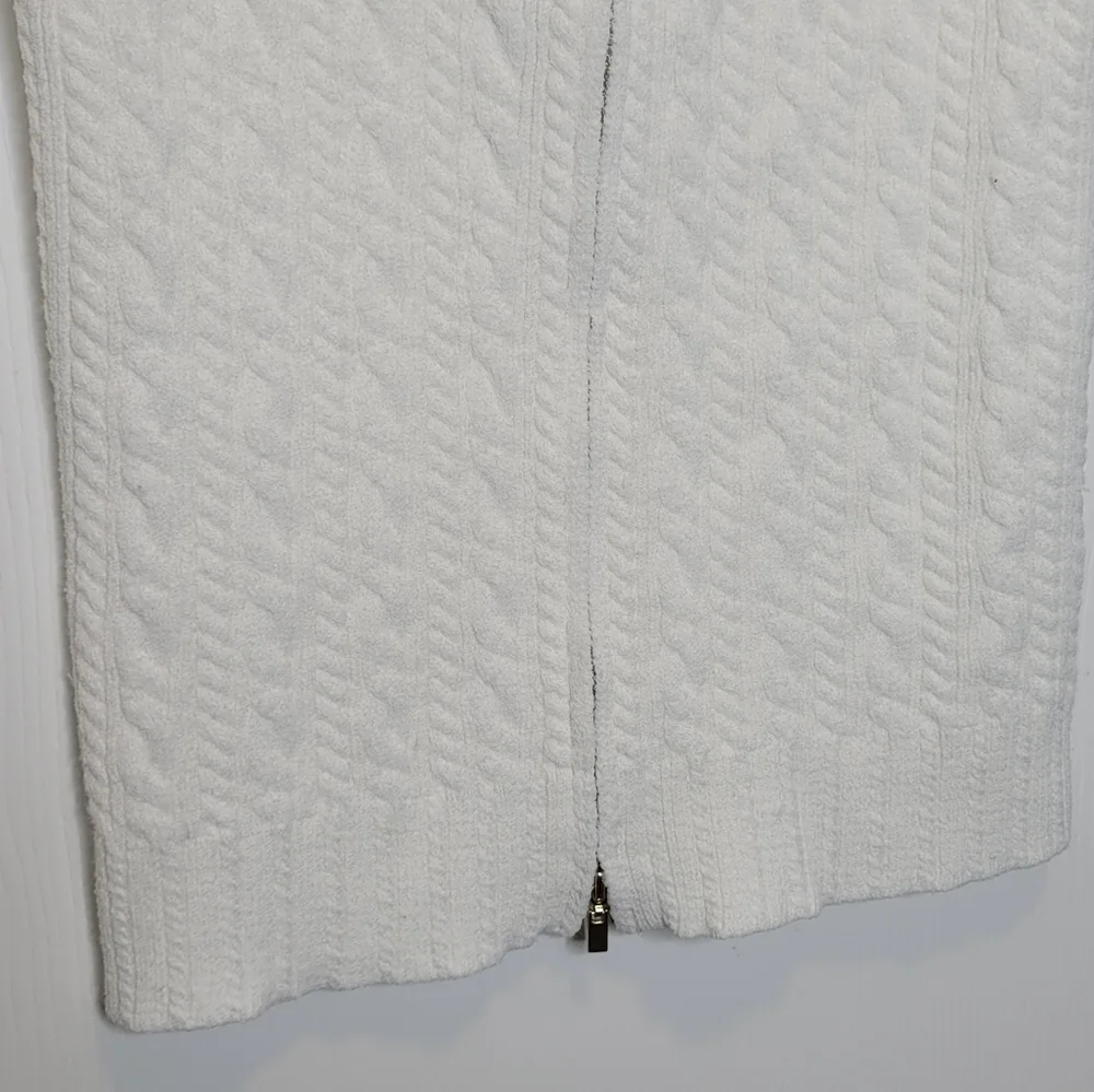 Rebecca Taylor Short Sleeve Cable Zip Sweater S White - Picture 6 of 7
